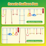Ninja Warrior Kids Obstacle Course - 55 FT Durable Slackline with 8 Obstacles - Fun and Challenging Outdoor Course for Active Kids 3+ Years Old FAHKNS
