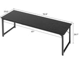 Huuger Computer Desk, 70 Inch Office Desk, Gaming Desk with Storage, Writing Desk Work Desk for Home Office, Study, Long Simple Desk, Large Legroom, Metal Frame, Black Huuger