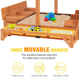 Aivituvin Kids Wooden Sandbox for Backyard, Large Sand Box with 2 Bench Seats and Toy Bin Storage- Bottomless Sand Pit Aivituvin