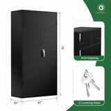 Greenvelly Metal Garage Storage Cabinet with Doors and Adjustable Shelves,72" Black Steel Lockable File Cabinet, Metal Tool Cabinets,Locking for Home Office,Garage,School(16" D x 32" W) Greenvelly