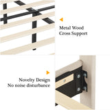 VECELO Queen Upholstered Platform Bed Frame with Adjustable Button Stitched Panel Headboard,Strong Wood Slat Support,Velcro Design,Mattress Foundation/Easy Assembly,Beige VECELO