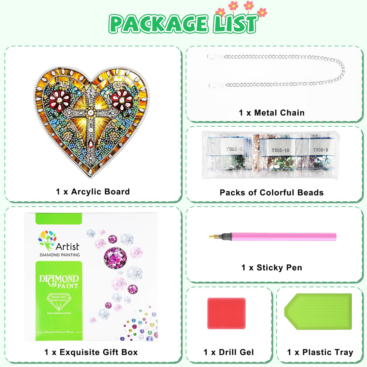 KEYIFA Diamond Painting Hanging Heart Shape Cross 3D Diamond Art Kits, Special Shaped Rhinestone Diamond Dots Kit for Adults Beginner, DIY Art Craft for Window Wall Door Decor, Double Sided KEYIFA