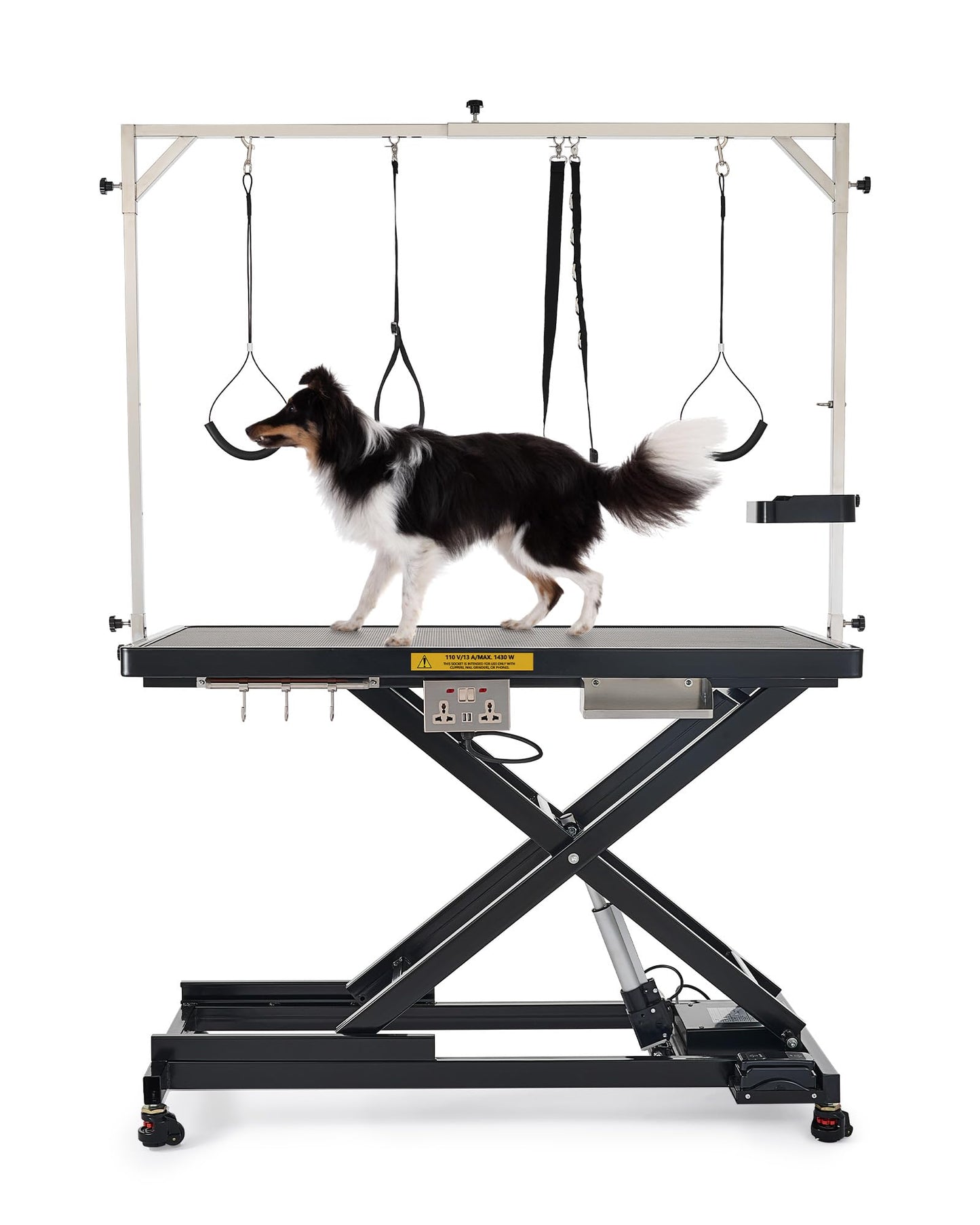 CO-Z Electric Dog Grooming Table, 50" Heavy Duty Pet Grooming Table with Height Adjustable Leveling Wheels 4 Nooses Tool Organizer, Large Dog Grooming Station for Pets Bathing Drying, 240lb Cap, Black