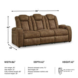 Signature Design by Ashley Wolfridge Contemporary Faux Leather Power Reclining Sofa with Drop Down Table, LED Lights, Electrical Outlet, Wireless Charging, USB Ports and Cup Holders, Light Brown Signature Design by Ashley