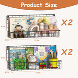 Wall Mounted Metal Kids Bookshelf, Floating Book Shelves for Kids Nursery Toddler Classroom, Hanging Book Shelf Organizer for Room Decor, Black, Set of 4 X-cosrack