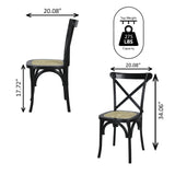 JONATHAN Y DNG1001D-SET2 Cassis Classic Traditional X-Back Wood Rattan Dining Chair French Country, Cottage, Vintage, Farmhouse, Shabby Chic, Black/Natural (Set of 2) JONATHAN Y