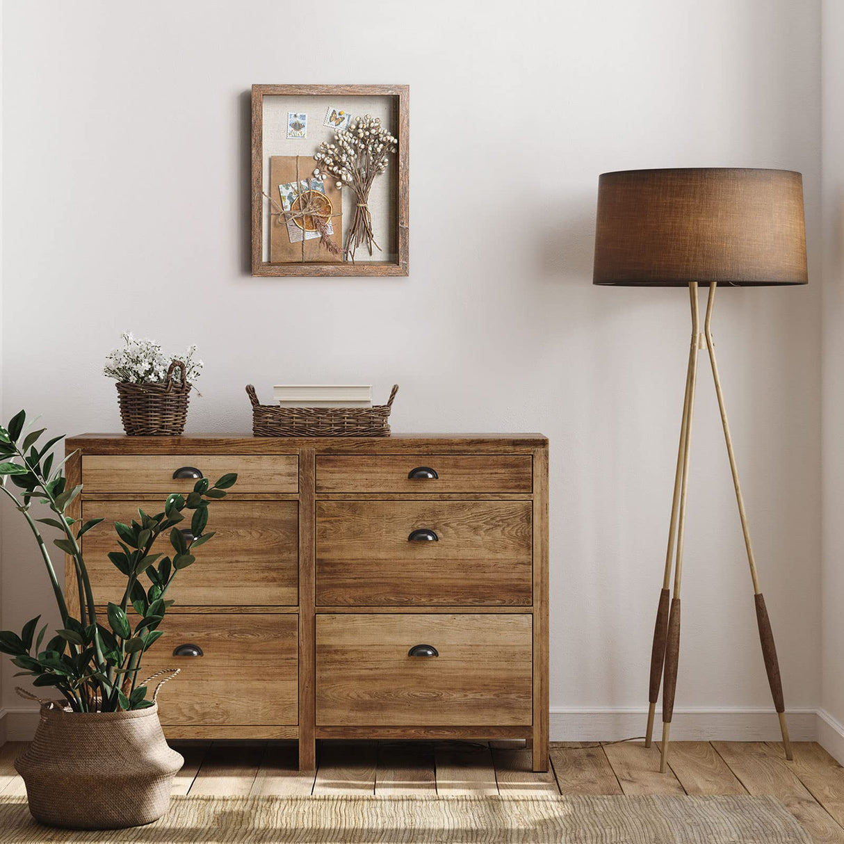 Califortree 8x10 Shadow Box Frame with Linen Back - Sturdy Memory Display Case of Flower, Pictures, Medals and More, Rustic Brown Califortree