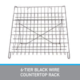 SSWBasics 6-Tier Black Wire Countertop Rack - 22"H x 29½”W x 18"D - Magazine Display Stand - Tabletop Book Display for Comics, Brochures, Cards, and Literature - Sleek, Sturdy, Collapsible Countertop SSWBasics