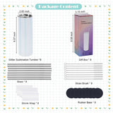 Wzaytia Glitter Sublimation Tumblers 20 Oz Skinny Straight, 8 Pack Sublimation Glitter Shimmer Tumbler Blanks, Individually Boxed Stainless Steel Glitter Tumblers, White Wzaytia