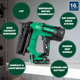 Metabo HPT 18V MultiVolt™ Straight Cordless Finish Nailer Kit, 16 Gauge Finish Nailer, (1) 18V 2.0Ah Lithium Ion Battery w/Fuel Gauge, Accepts Finish Nails, Lifetime Power Tool Warranty, NT1865DMST Metabo HPT