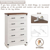 RedLemon Farmhouse 5 Drawers Dresser for Bedroom, Wood Tall Chest of Drawers with Thick Plank Styling, Rustic Closet Dresser for Bedroom, Living Room, Antique White RedLemon