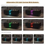 HedoAjim Black Led Coffee Table for Living Room, Rectangular Living Room Table with Storage, Acrylic Coffee Tables with 2 Sliding Drawers, Wood Center Table for Reception Dinning Room HedoAjim