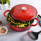 Crock-Pot Crock Pot Artisan Enameled Cast Iron Braiser W/Lid, 5 Quart, Scarlet Red Crock-Pot