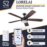 Prominence Home 51649-01 Lorelai Smart Ceiling Fan with Light and Remote, 52, Bronze Prominence Home