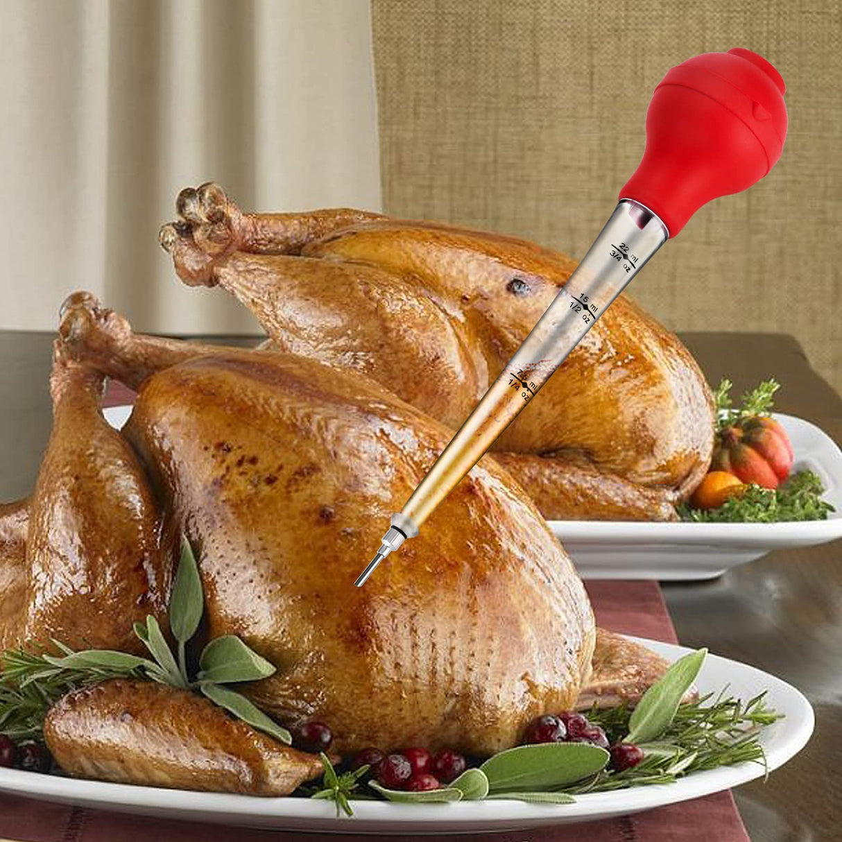 JY COOKMENT Turkey Baster with Barbecue Basting Brush, Baster Syringe for Home Baking and Roaster Turkey, Include Detachable Food Grade Silicone Bulb, Meat Injector Needle and Cleaning Brush JY COOKMENT