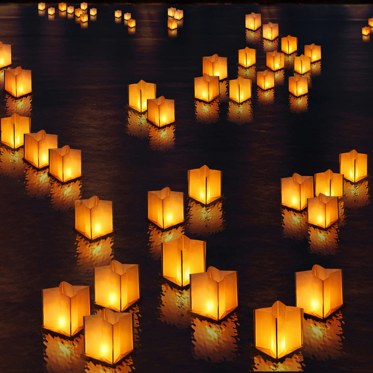 FuHigh 10Pack 6”Paper Floating Candle Lantern,Wooden Water Lanterns with Candles,Outdoor Patio Decor for Pool Parties,Wedding,Memorials,Garden (10Lanterns with Candles) FuHigh