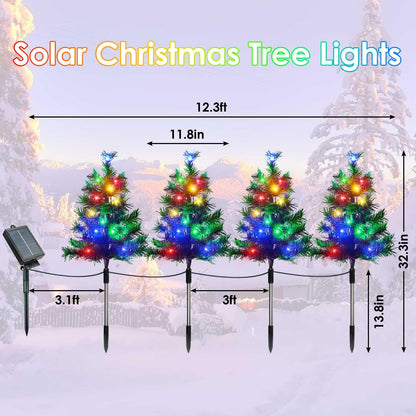 8-Pack Solar Christmas Tree Garden Stake Lights, Solar Powered Yard Landscape Path Lights Prelit Small Xmas Tree Lights Outdoor Waterproof for Christmas Decorations Pathway Garden Yard Holiday Party