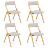 Giantex Folding Dining Chairs Set of 4, No Assembly Folding Chairs w/Linen Padded Seats, Wood Foldable Kitchen Chairs, Easy to Store Extra Event Chairs, Padded Folding Chair for Wedding Guests Party Giantex