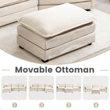 ROWHY Oversized Modular Sectional Sofa with Movable Ottoman, 112 Inch 4 Seat Modern Corduroy Sofa Set, Convertible L Shaped Couch for Living Room and Office, Beige ROWHY