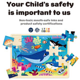 MoinKidz 24 Piece Puzzles for Kids Ages 3-5, Unique Shape Jigsaw Pieces Ocean Animal, Wooden Jigsaw Puzzle for 3 4 5 Year Old, Preschool Toddler Puzzle with Storage Tray MoinKidz