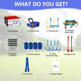 NINJA LINE 2x56FT Ninja Warrior Obstacle Course for Kids, Ninja Slackline with 11 Accessories, Slackline Kit with Pulley, Rope Ladder, Monkey Bar,Arm Trainer, Climbing Rope ninja line