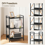 HOOBRO Bookshelf, 3-Tier Industrial Bookcase, Book Shelf Storage Organizer, Small Bookshelf with Metal Frame for Living Room, Bedroom, Home Office, Kitchen, Black BB71SJ01 HOOBRO