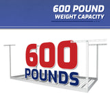 SafeRacks Overhead Garage Storage Rack, Heavy Duty Racks for Garage w/ 600 lb Capacity, Easy Garage Storage Adjustable Storage Rack Ceiling Mount Storage for Garage 4x8 White, 24"-45" (2 Pack) SafeRacks