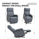 OKUP Power Lift Recliner Chair with Massage and Heat for Petite Elderly, Small Lift Chair with Side Pocket Remote Control, Infinite Position, Fabric, Dark Grey OKUP