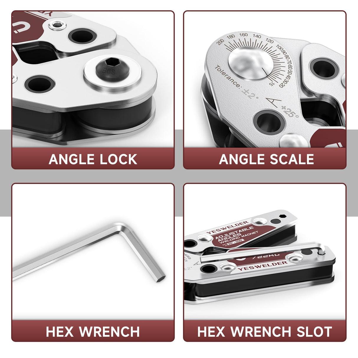 YESWELDER Adjustable Angle Welding Magnet 20-200° Magnetic Welding Holder of 48LBs Holding Power Welding Accessory YESWELDER