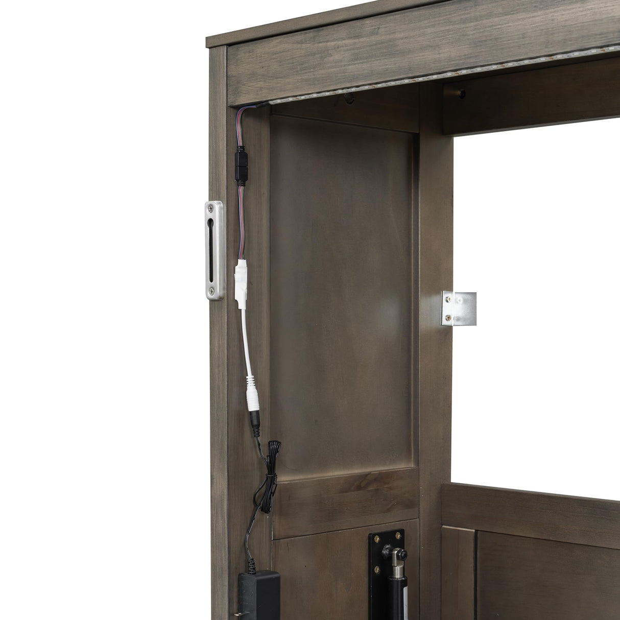 Aiuyesuo Twin Size Murphy Bed with Desk and Light, Can be Folded into a Cabinet, Hidden Wall Bed Cabinet, Space-Saving for Multipurpose Guest Room Bedroom or Office (Brown-JAP1) Aiuyesuo