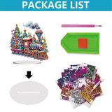 ARPADAMO Diamond Art Tabletop kit for Adult,DIY Diamonds Painting kit,Christmas Train Diamonds Painting for Adult, 7.8x7.6 inch Acrylic Diamonds Painting Board Kit, Special Crystal Diamond ARPADAMO