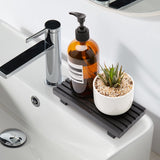 Small Black Bathroom Decor Tray for Counter Dish Soap Holder Wooden Pedestal Stand for Kitchen Sink Soap Dispenser Wood Risers Kitchen Accessories Countertop Vanity Counter Sponge Sink Tray Renawe