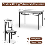 Vipbear Kitchen Dining Table Set for 4, 5-Piece Kitchen Table Set,Dining Room Table Sets,Rectangular Kitchen Table Set with 4 Chairs for Small Space, Dinette,Apartment,Rustic Grey Vipbear