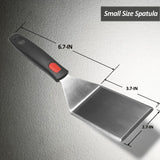 Small Spatula for Cast Iron Skillets, Full Tang silicone Handle, Heat Resistant, Commercial Grade Heavy Duty Turner, Press Burger Spatula Turner for Flipper, Cooking, Serving, 2.7" Wide Vovoly