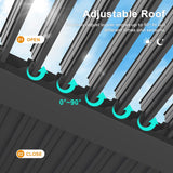 RoyalCraft Adjustable Louvered, Heavy-Duty Aluminum Outdoor Pergola, Metal Hardtop Pergola with Adjustable Roof for Patio, Deck, Garden, Yard (Black, 12'x16') RoyalCraft