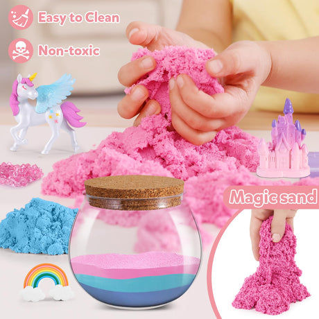 Rofio Unicorn Terrarium Kit for Kids, Unicorn Toys for Girls Age 4 5 6 7 8-12 Year Old, Birthday Gift for Girls, Arts and Crafts Kit for Kids, DIY Toys with 13-Color Remote LED Night Light Rofio