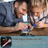 KEPIOG Soldering Iron Kit, High Power 100W Soldering Iron Fast Heating, Circuit Board Soldering Repair Tools with Magnifying Glass Soldering Helper, 12 in 1 Adjustable Digital Soldering Kit. KEPIOG