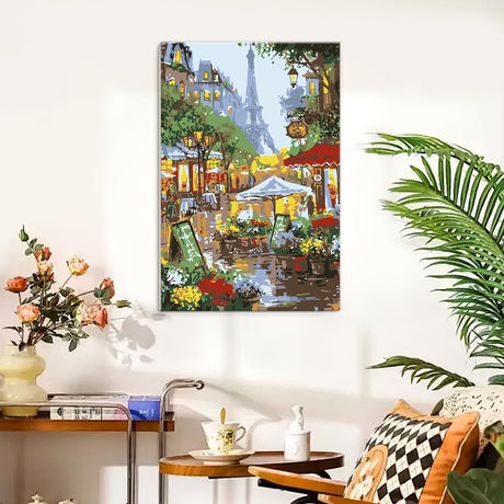 Paint by Number Kits for Adults Framed,City Adult Paint by Number Kits,Eiffel Tower Oil Painting on Canvas with Colorful Box Suitable for Home Wall Decoration 8x12 Inch QUITEDEW