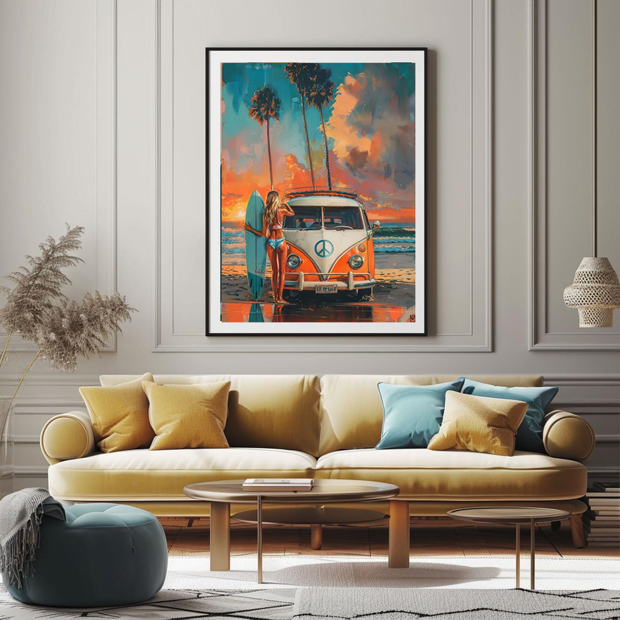 Beaudio Landscape Series Diamond Painting Kits for Adults - Car with Surfboard on Beach at Sunset Glow - DIY Round Full Drill 5D Diamond Art for Home Wall Decor (11.8x15.7inch) Beaudio