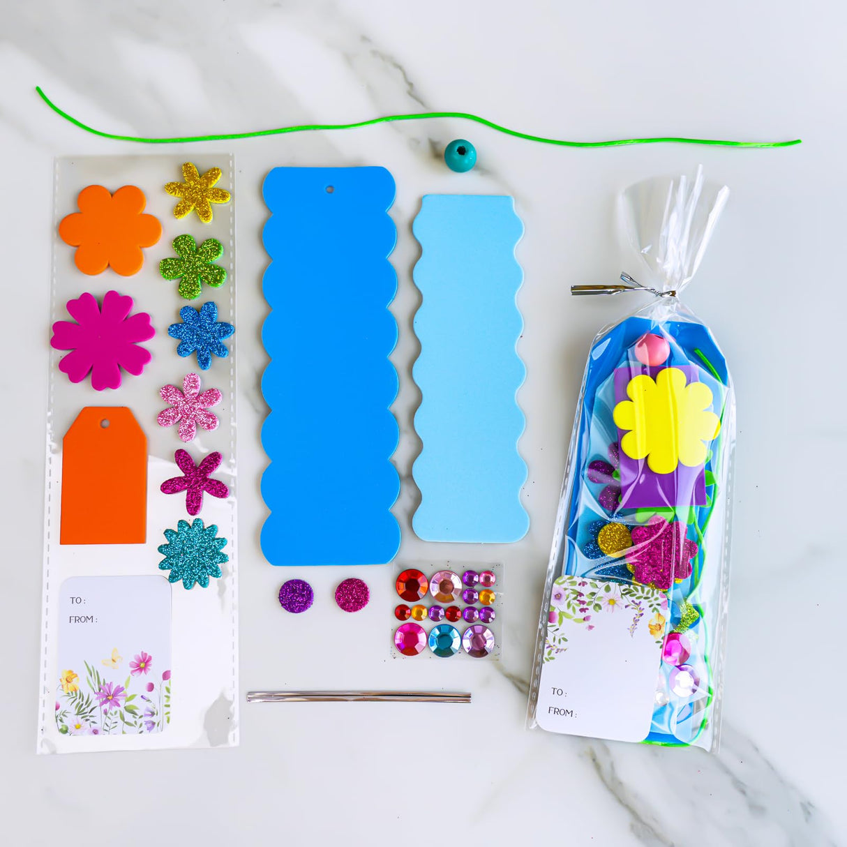 Winlyn 36 Sets Flower Crafts Kits Spring Summer Crafts DIY 3D Tuilp Sunflower Flower Bookmarks Ornaments Art Sets Foam Stickers Arts and Crafts for Kids Camping Classroom Activities Party Favors Winlyn