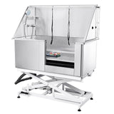 Happybuy 50" Pet Dog Bathing Station with Electric Height Adjustment, Stainless Steel Dog Grooming Tub with Soap Box, Faucet, Accessories, Bathtub for Multiple Pets, Home Washing Sink (Right Side) Happybuy