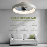 LUDOMIDE Ceiling Fans with Lights and Remote, 20'' Low Profile Flush Mount Ceiling Fan with Lights, 6 Wind Speeds, Modern Dimmable LED Ceiling Fan, Smart Ceiling Fan for Bedroom, Kids Room (White) LUDOMIDE