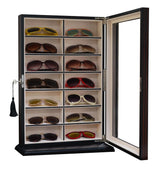 TIMELYBUYS 14 Piece Large Ebony Wood Eyeglass Sunglass Display Wall Hanging Case and Storage Organizer Box and Stand TIMELYBUYS