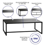 EMMA + OLIVER All-Weather Commercial Grade Indoor/Outdoor Steel Patio Coffee Table in Black EMMA + OLIVER