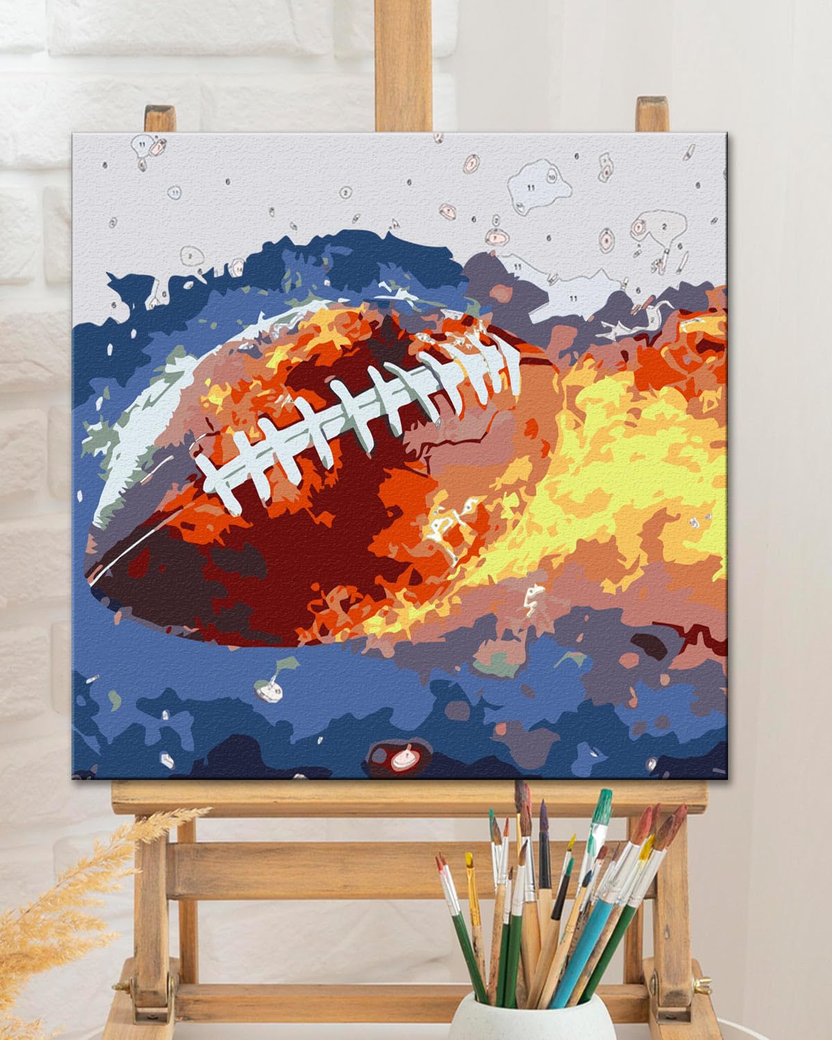 TOCARE Framed Paint by Numbers Kit for Adults Beginner & Kids Ages 8-12, American Football Paint by Number with Frame, Football Paint by Number Kits Canvas Framed (10x10 Inch, Without Easel) TOCARE