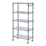 Alera 5-Shelf Wire Shelving Kit with Casters and Shelf Liners, 36w X 18d X 72h, Black Anthracite Alera