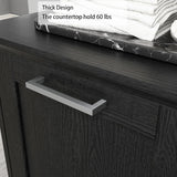 XM-ICE Tilt Out Trash Cabinet with Deodorisation, Wooden Trash Can Cabinet with Door Kitchen Hamper Cabinet for Kitchen Dog Proof, Dining Room and Laundry Room, 10-Gallon, Black XM-ICE