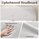 King Size Platform Bed Frame with Velvet Upholstered Headboard, Button Tufted Headboard and Footboard, Anti-Collision Soft Rounded Corners, No Box Spring Needed, Easy Assembly, Light Gray viplov