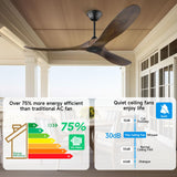 NWIASS 70 Inch Outdoor Ceiling Fans for Patios, Modern Ceiling Fan No Light with Remote Solid Wood Ceiling Fan Damp Rated, 3 Blade Large Ceiling Fan for Indoor High Low Sloped Ceiling, DC Ceiling Fan NWIASS