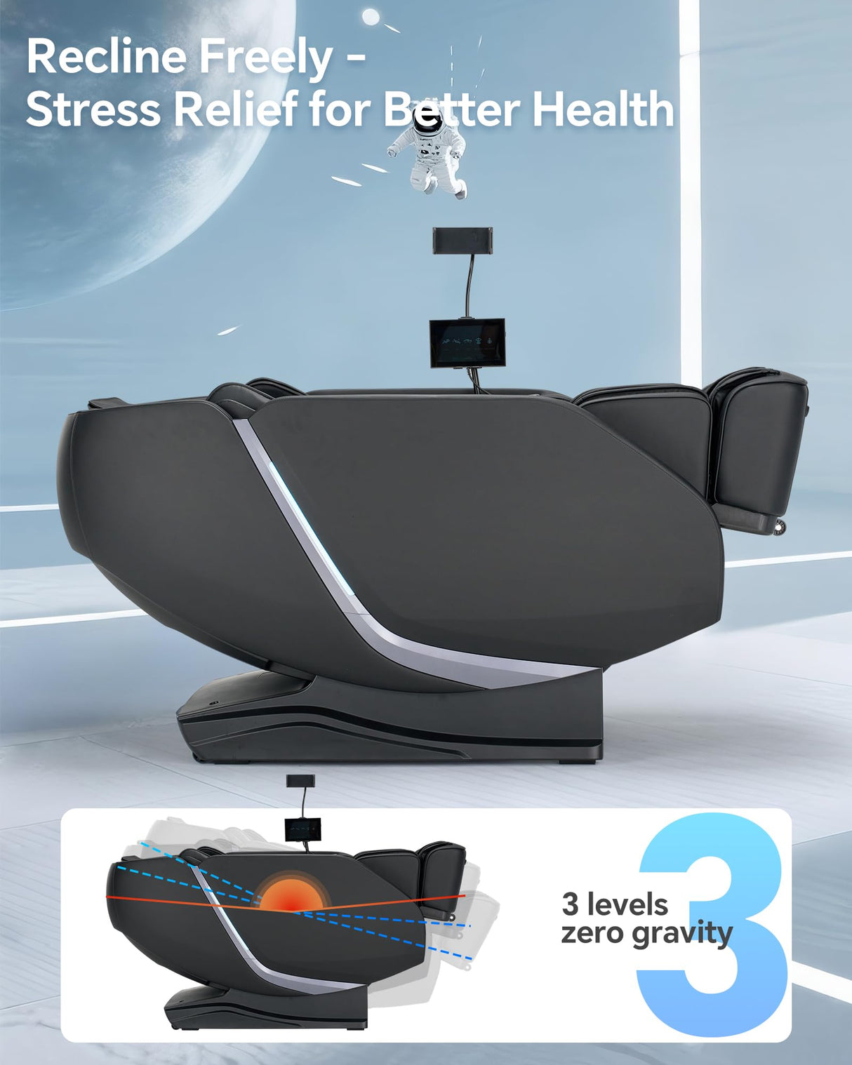 UIIU 4D Smart Massage Chair Full Body Zero Gravity Massage Chair Recliner,15+ Scene-Customized Massage Mode,Dual SL Massage Back Calf Heat Upgraded Animated Touchscreen App Control Large Size Black UIIU